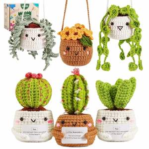 Custom Handmade Modern Design Green Radish Vertical Crochet Orchid Flower Hanging Ornament Yarn Woven Plant Pot Home <b>Decoration</b> - Product Image 1