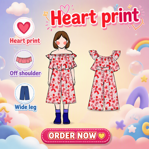 Conjunto de 2 piezas de pantalones acampanados y top con hombros descubiertos B3 personalizado para niñas, con estampados personalizados, conjunto de algodón para bebé - Product Image 2