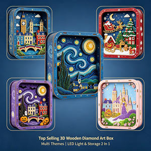 Ornements en bois personnalisés en gros pour Noël, peinture diamant, puzzle 3D, miniatures, artisanat en bois DIY - Product Image 6