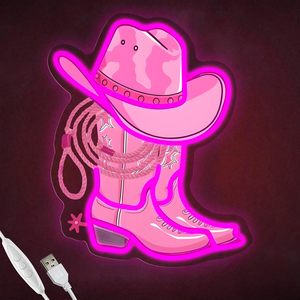 Cao bồi hat cao bồi khởi động neon ánh sáng dấu hiệu dropshipping nhà sản xuất Acrylic UV Led Neon dấu hiệu tùy chỉnh đèn LED cho trang trí - Product Image 1