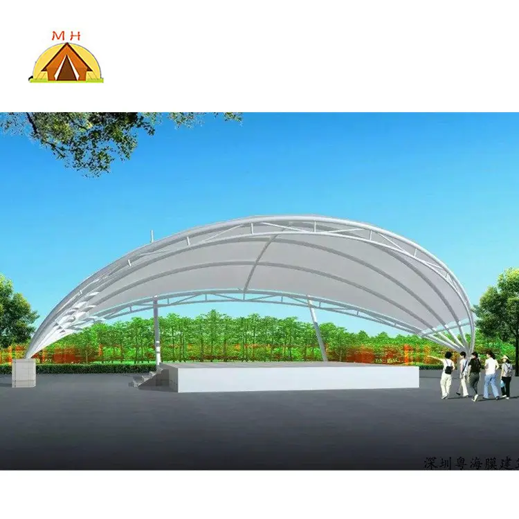 PVDF, PTFE Architectural Non-rust Steel Tensile Membrane Structure Roof Awning canopy tent For Stage