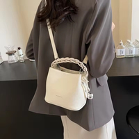 Bolso de Mano Tejido de Moda, Nuevo Bolso Coreano de Cuero Suave con Patrón de Lichi, Bolsos de Gran Capacidad, Bolsos Cruzados de un Solo Hombro