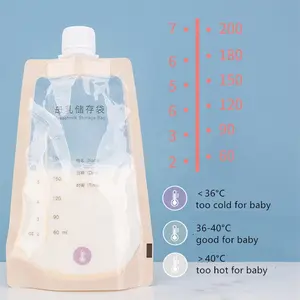 Kunden spezifische Verpackung direkt an die Milch pumpe anges ch lossen BPA-frei biologisch abbaubarer Stand beutel Temp Sensing Muttermilch Aufbewahrung beutel wi