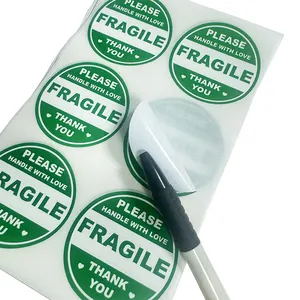 Digital Printing Rectangular And Round Fragile Label Sticker Package Dispatch Warning Fragile Shipping Stickers