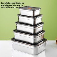 Boîte à lunch rectangulaire en acier inoxydable 316 avec couvercle hermétique, durable, écologique, empilable, récipient de stockage alimentaire pour le réfrigérateur