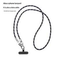 Cordon de téléphone avec câble de données double Type-C en tissu tressé pour appareils Android et iOS ; Charge rapide PD