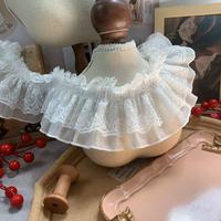 Pita renda sifon elastis bordir putih dua lapis lebar 8 cm bergaya pastoral Cina untuk gaun putri, pakaian boneka, kerajinan tangan