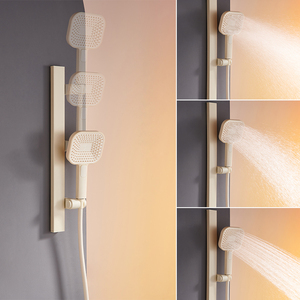 Fashional <span class=keywords><strong>LED</strong></span> hiển thị và Kệ lớn thanh lịch Trắng Brass đơn xử lý gốm tĩnh nhiệt vòi hoa sen vòi hệ thống với máy bay phản lực phun - Product Image 5