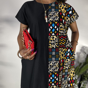 Robe Courte Ample en <span class=keywords><strong>Wax</strong></span> Africain, Imprimés Mixtes 100 % Coton, Vêtements Femme Tendance - Product Image 2