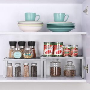 Organizzatore <span class=keywords><strong>per</strong></span> Armadietti da <span class=keywords><strong>Cucina</strong></span>, Ripiano Impilabile ed Espandibile in Metallo <span class=keywords><strong>per</strong></span> Dispensa, Supporto <span class=keywords><strong>per</strong></span> Barattoli di Spezie e Organizzazione sul Piano di Lavoro - Product Image 4