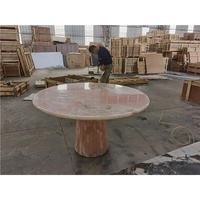 Table à manger ronde en marbre rose simple, design nordique, personnalisable, pour les blogueurs sélectionnés