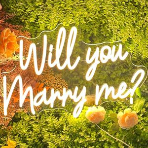 Insegna al Neon Personalizzata 'Mi Vuoi Sposare?' per Proposta Romantica Decorazione Matrimoniale Insegne LED Dimmerabili Logo Personalizzato in Acrilico - Product Image 1