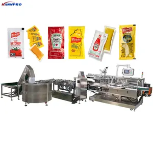 Turntable Feeding Packing Line Salad Dressing Small Sachet Tomato Sauce Pack Automatic Box Cartoning Packaging Machine