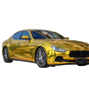 PVC Vinilo PET 1,52x17M Liberación de aire Anti Scratch <span class=keywords><strong>Chrome</strong></span> Gloss Gold Auto Car Body Foil Laminación Película Rollo Envoltura Pegatinas Revestimiento - Product Image 1