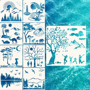 9 pièces Forêt <span class=keywords><strong>Paysage</strong></span> Pochoir Réutilisable DIY Animal <span class=keywords><strong>Dessin</strong></span> Modèle pour Peinture sur Bois Mur Décor - Product Image 2