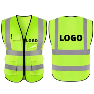 Best CE EN 20471 Standard Adult Wear Safety Reflective Vest Multi Pocket Cycling Construction Security Jackets With Custom Logo