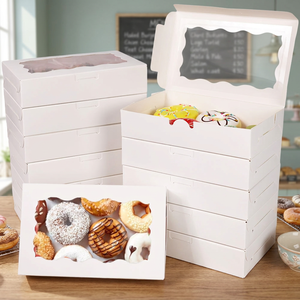 Boîte à pâtisserie en papier kraft de qualité alimentaire, colorée, en matériaux recyclés, 18x11x4cm, avec fenêtre transparente et poignée, style dossier, pour cupcakes - Product Image 3