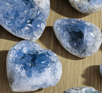Geoda de Cianita Natural en Forma de Huevo, Cristal Decorativo, Escultura, Adorno de Celestita Azul, Regalo al por Mayor, Decoración
