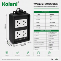Enchufe de Superficie Industrial Kolani IP44 Resistente a la Intemperie, 4 Tomas Universales de 3 Pines, PVC Ignífugo para Exteriores y Talleres