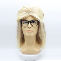 Perruques synthétiques Garth Algar de Wayne's World des années 90 avec lunettes pour les fêtes