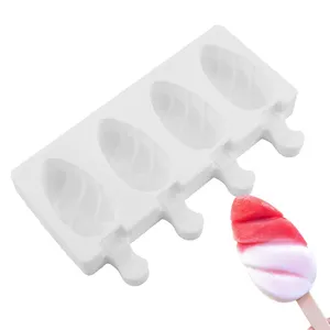 Blues OEM 4 oval Hole 97g Silicone Ice Cream molds DIY Homemade Dessert Freezer Fruit Juice mold for ice cream