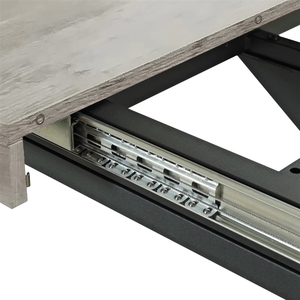 Mesa de Comedor Rectangular Extensible de Madera, Diseño Moderno, Tablero Gris Carole, Centro Negro Repujado, Base Metálica Resistente al Agua - Product Image 5