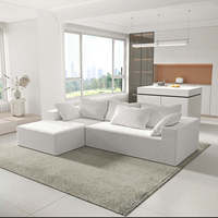 Canapé modulaire de luxe en tissu bouclé Teddy, forme en L, pour salon, emballé sous vide et compressé