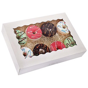 Hộp Bánh Trắng Hộp Có Cửa Sổ Pastry Hộp Giấy Kraft Cho Pastry <span class=keywords><strong>Pie</strong></span> Cupcake 14X10X2.5" - Product Image 2