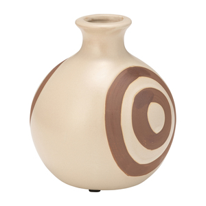 Vaso in ceramica con design astratto a forma di bersaglio marrone per l'arredamento del soggiorno - Product Image 3