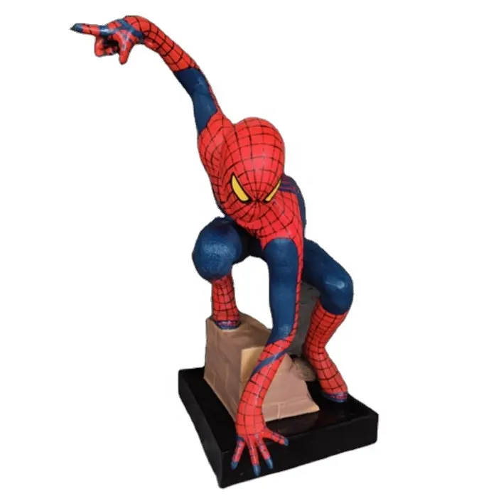 Resin Life Size Hero Sculpture Fiberglass Spiderman Statue on Brick