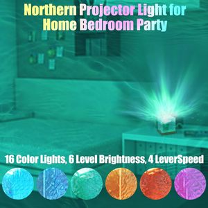Modern LED Crystal Lamp Aurora Northern Light Projector 17-Color Remote Control Night Light <strong>Water</strong> Ripple <strong>Sunset</strong> Bedroom Light - Product Image 6