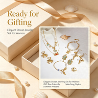 Bijoux Océaniques en Acier Inoxydable : Collier, Bracelet, Boucles d'Oreilles et Bague Tortue, Crabe, Hippocampe, Étoile de Mer, Coquillage – Étanche, Cadeau Idéal pour Femme, Plage
