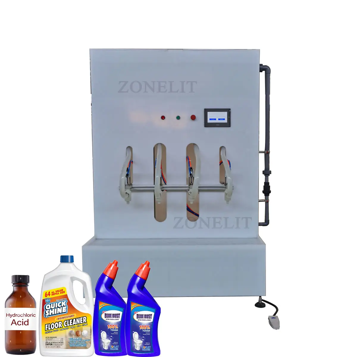 Semi automatic 4 head bleach pesticide toilet cleaner acid chemicals liquid filling machine