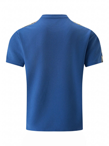 2024 été nouveau Style bleu Royal maillot de corps avec contraste couleur épaule épissage et motif gaufré T-Shirt à manches courtes - Product Image 3