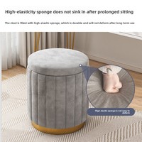 Pouf de rangement rond moderne et minimaliste, style luxe léger, tabouret de canapé, tabouret de coiffeuse, petite chaise de maquillage en tissu multifonctionnel