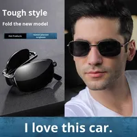 Gafas de Sol Plegables Unisex con Marco Cuadrado, Protección UV400, Polarizadas, de Alta Definición, con Cambio de Color, Especiales para Conducir
