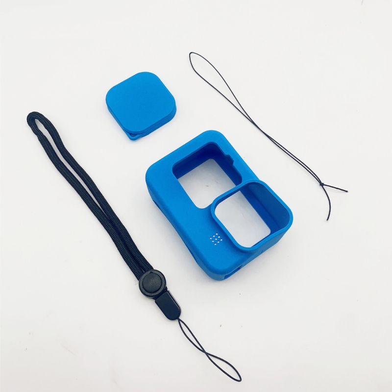 Blue Silicone case + cap + lanyard