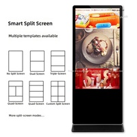 Écran tactile LCD vertical de 43/55/65 pouces, machine publicitaire sur pied, système d'exploitation Android, résolution Full HD, alliage d'aluminium