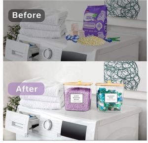 Custom 4 Pack grande contenitore per detersivo in polvere con coperchio ed etichette in bambù contenitore per baccelli - Product Image 6