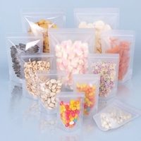 Sachet Doypack en plastique transparent mat givré refermable avec fermeture éclair pour le stockage de snacks, noix, bonbons et aliments secs
