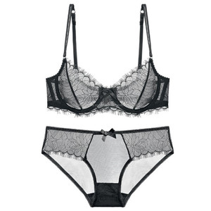 Las mujeres sujetador y Panty conjunto Lencería de encaje Sexy V profunda arriba transparente Bras conjuntos - Product Image 1