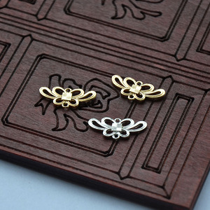 Conector de Adorno para el Cabello con Nudo Chino, 11x24mm, Chapado en Oro y Plata, Estilo Antiguo, Accesorio para Manualidades - Product Image 3