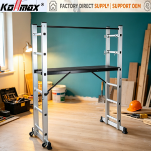 Escalera <span class=keywords><strong>de</strong></span> Andamio Industrial con Ruedas, Plataforma <span class=keywords><strong>de</strong></span> Trabajo <span class=keywords><strong>de</strong></span> Aluminio con Capacidad <span class=keywords><strong>de</strong></span> Carga <span class=keywords><strong>de</strong></span> 150 kg para Uso en Construcción y Taller - Product Image 1