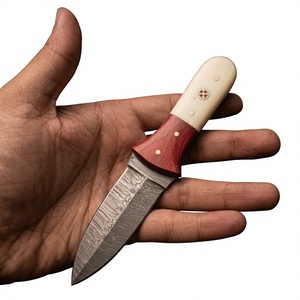 Cuchillo de Supervivencia y Caza de Acero de Damasco Forjado a Mano, Hoja Fija Mini Tipo Drop Point, Mango de Madera, Grado Industrial, para Revendedores OEM 58/60 - Product Image 3