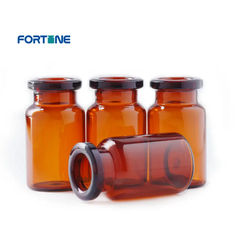 Fortune Factory Wholesale High Quality Empty Round Clear Amber Glass Vial 10ml with plastic cap