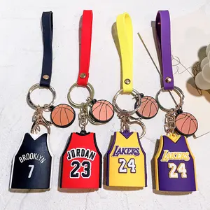 Populaire Basketbal Jersey Sleutelhanger Pvc Zacht Rubber Sleutelhanger Opknoping Decoraties Gepersonaliseerde Voorraad