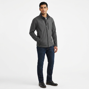 Customized Black Men's Softshell <b>Jacket</b> <b>with</b> Stand Collar Professional Factory Sale Front Logo Placement - Product Image 1