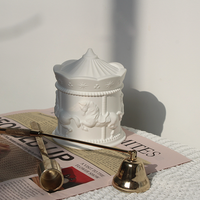 Nouveau design : Ensemble de bougies carrousel en gypse aromatique, bougie d'aromathérapie pour cadeau d'anniversaire ou de fête des Mères, en cire de soja naturelle personnalisée sans parfum.