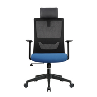 Chaise de bureau moderne en tissu avec roulettes, chaise de bureau ergonomique pivotante à dossier haut avec accoudoirs