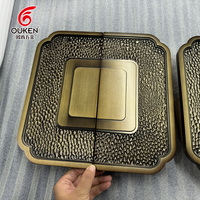 Nouvelle poignée de porte carrée chinoise en bronze martelé, finition antique, poignée de luxe pour villa, hôtel, porte d'entrée en verre